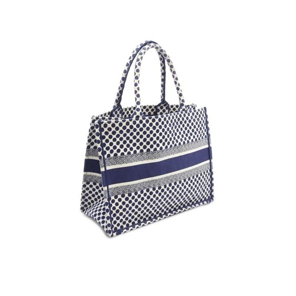 Pre Loved Dior Medium Blue Dot Book Tote - Picture 2 of 8